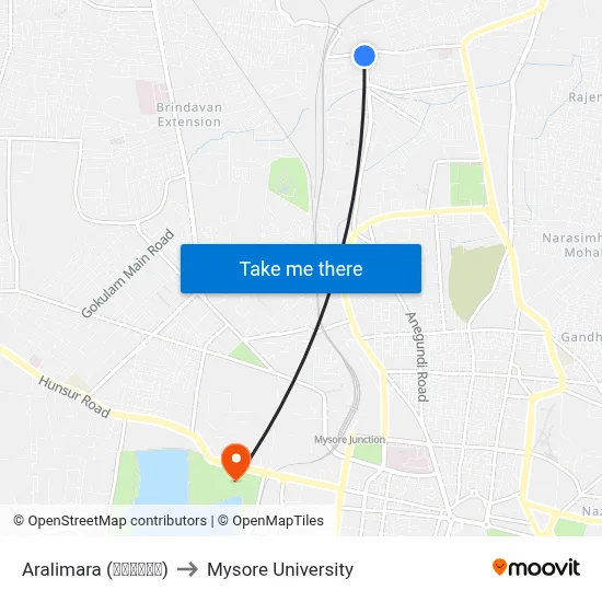 Aralimara (ಅರಳೀಮರ) to Mysore University map
