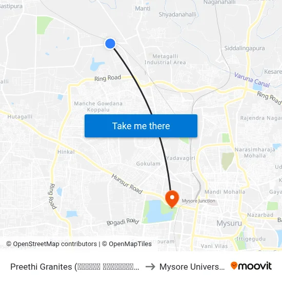 Preethi Granites (ಪ್ರೀತಿ ಗ್ರಾನೈಟ್ಸ್) to Mysore University map