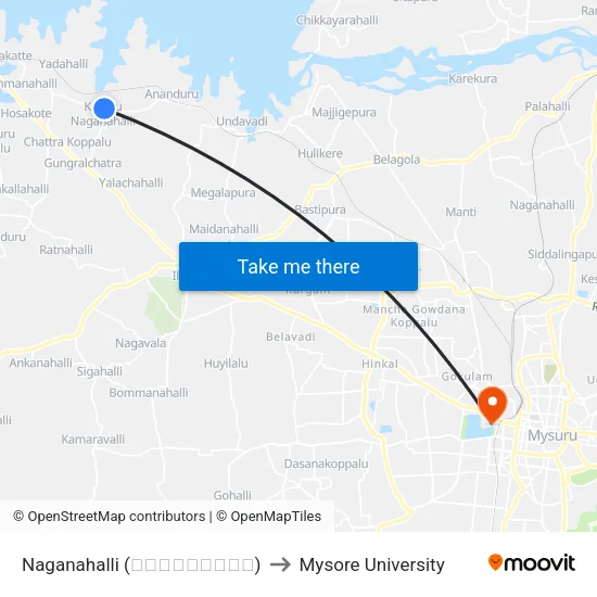 Naganahalli (ನಾಗನಹಳ್ಳಿ) to Mysore University map