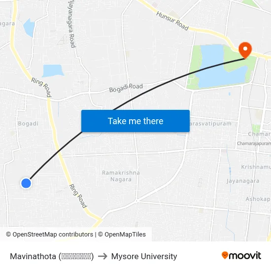 Mavinathota (ಮಾವಿನತೋಟ) to Mysore University map