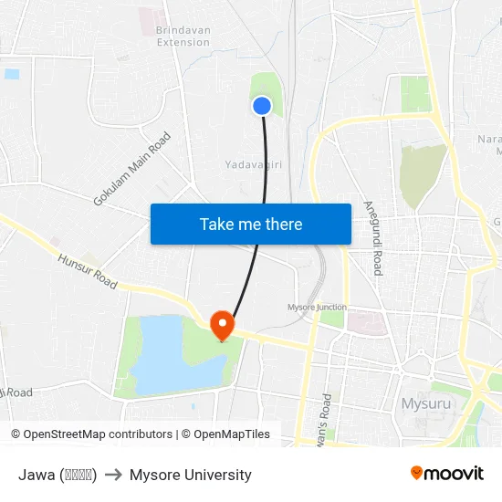 Jawa (ಜಾವಾ) to Mysore University map