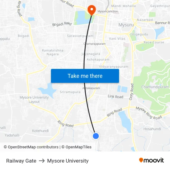 Railway Gate to Mysore University map