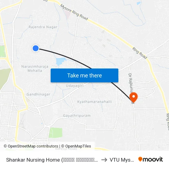 Shankar Nursing Home (ಶಂಕರ್ ನರ್ಸಿಂಗ್ ಹೋಮ್) to VTU Mysore map
