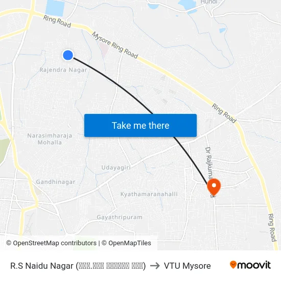 R.S Naidu Nagar (ಆರ್.ಎಸ್ ನಾಯ್ಡು ನಗರ) to VTU Mysore map