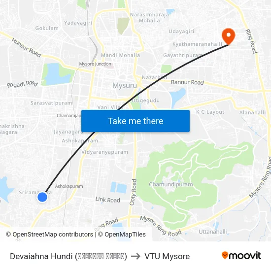 Devaiahna Hundi (ದೇವಯ್ಯನ ಹುಂಡಿ) to VTU Mysore map