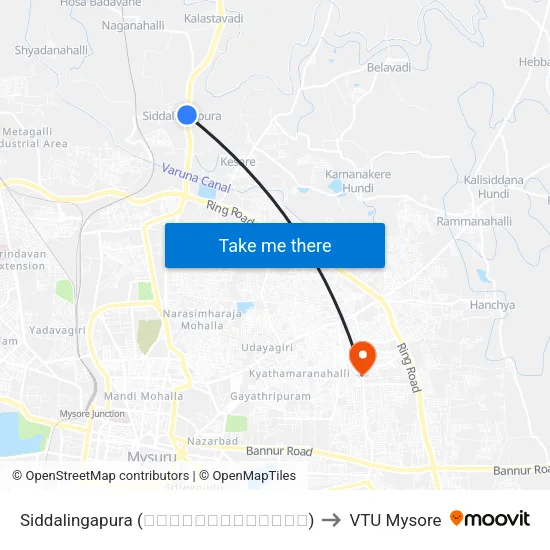 Siddalingapura (ಸಿದ್ದಲಿಂಗಾಪುರ) to VTU Mysore map