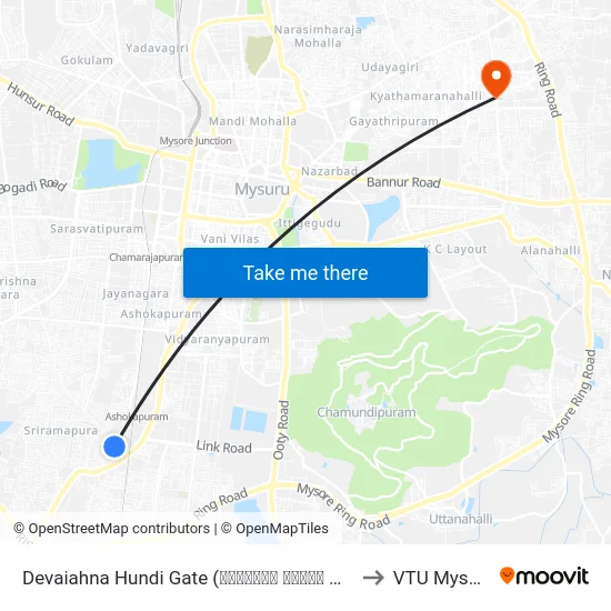 Devaiahna Hundi Gate (ದೇವಯ್ಯನ ಹುಂಡಿ ಗೇಟ್) to VTU Mysore map