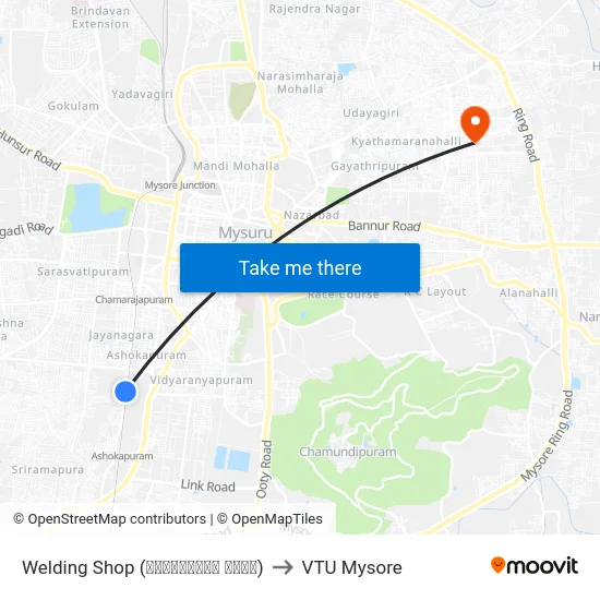 Welding Shop (ವೆಲ್ಡಿಂಗ್‌ ಶಾಪ್‌) to VTU Mysore map