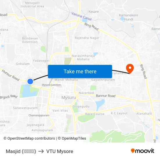 Masjid (ಮಸೀದಿ) to VTU Mysore map