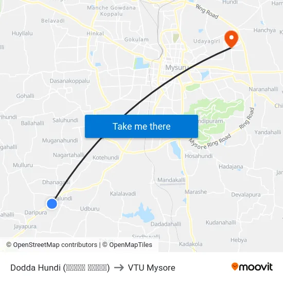 Dodda Hundi (ದೊಡ್ಡ ಹುಂಡಿ) to VTU Mysore map