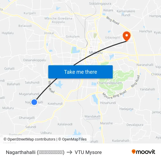 Nagarthahalli (ನಗರ್ತನಹಳ್ಳಿ) to VTU Mysore map