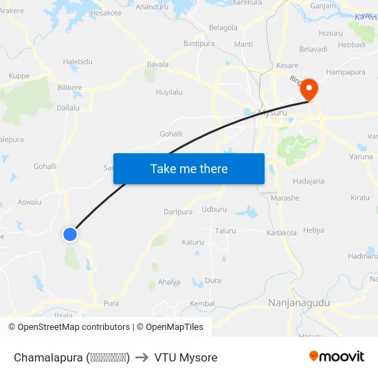Chamalapura (ಚಮಲಾಪುರ) to VTU Mysore map