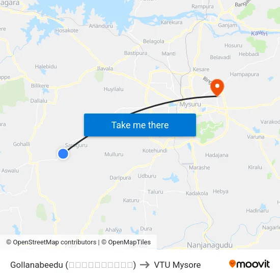 Gollanabeedu (ಗೊಲ್ಲನಬೀಡು) to VTU Mysore map