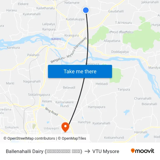 Ballenahalli Dairy (ಬಳ್ಳೇನಹಳ್ಳಿ ಡೈರಿ) to VTU Mysore map