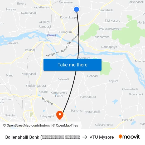 Ballenahalli Bank (ಬಳ್ಳೇನಹಳ್ಳಿ ಬ್ಯಾಂಕ್) to VTU Mysore map