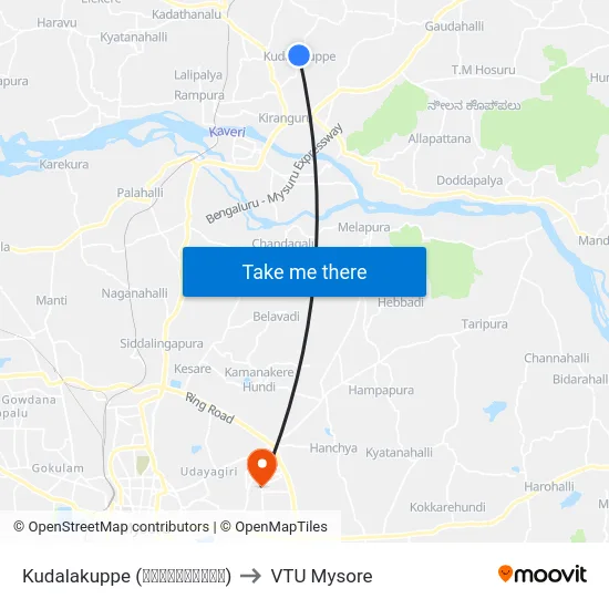 Kudalakuppe (ಕುಡಲಕುಪ್ಪೆ) to VTU Mysore map