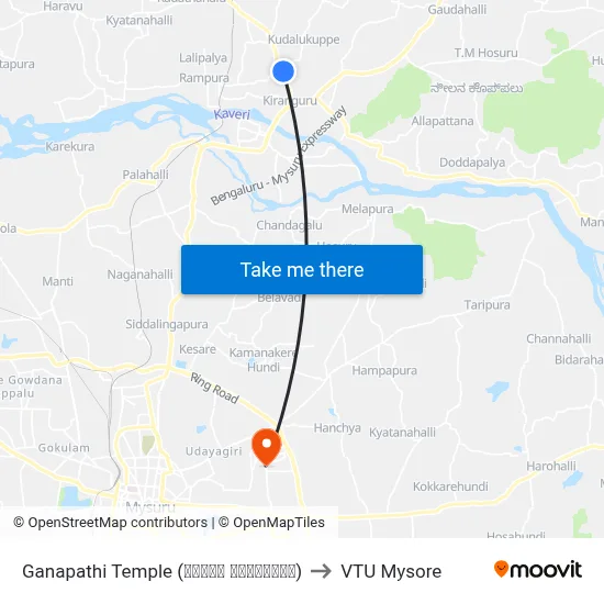 Ganapathi Temple (ಗಣಪತಿ ದೇವಸ್ಥಾನ) to VTU Mysore map