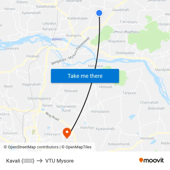 Kavali (ಕವಲಿ) to VTU Mysore map