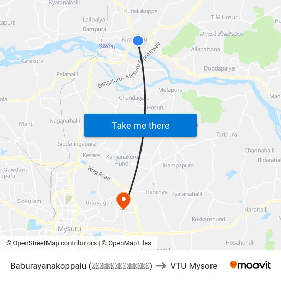 Baburayanakoppalu (ಬಾಬುರಾಯನಕೊಪ್ಪಲು) to VTU Mysore map