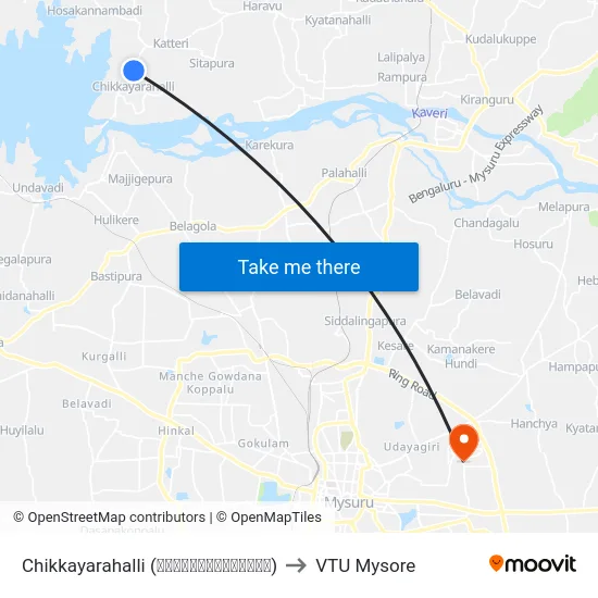 Chikkayarahalli (ಚಿಕ್ಕಯ್ಯರಹಳ್ಳಿ) to VTU Mysore map