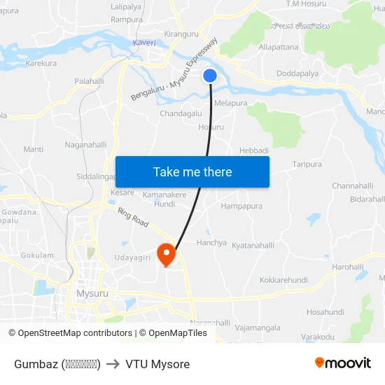 Gumbaz (ಗುಂಬಜ್‌) to VTU Mysore map