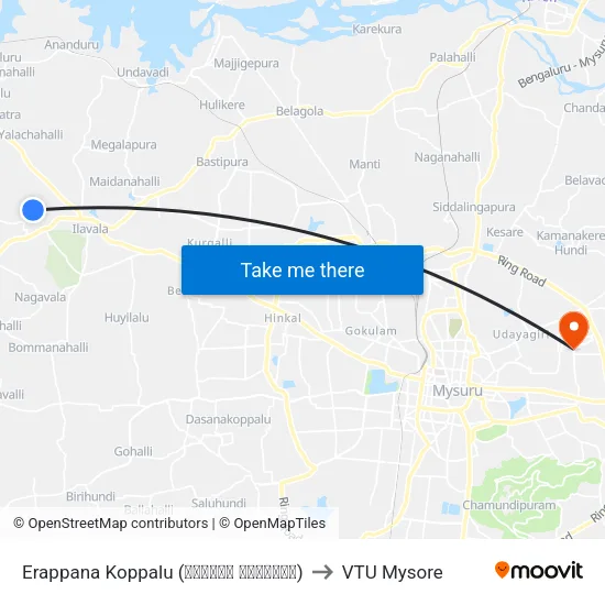 Erappana Koppalu (ಈರಪ್ಪನ ಕೊಪ್ಪಲು) to VTU Mysore map