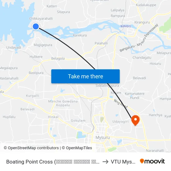 Boating Point Cross (ಬೋಟಿಂಗ್ ಪಾಯಿಂಟ್ ಕ್ರಾಸ್) to VTU Mysore map