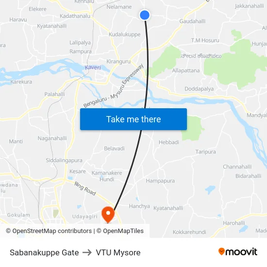 Sabanakuppe Gate to VTU Mysore map