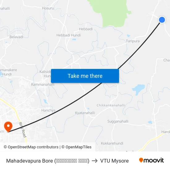 Mahadevapura Bore (ಮಹಾದೇವಪುರ ಬೋರ್) to VTU Mysore map