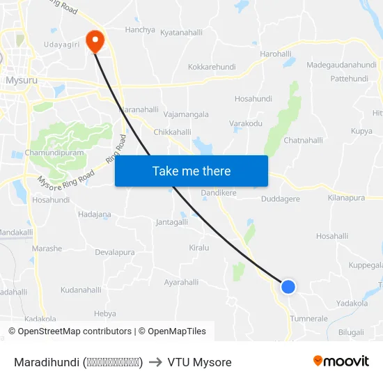Maradihundi (ಮರಾದಿಹುಂಡಿ) to VTU Mysore map