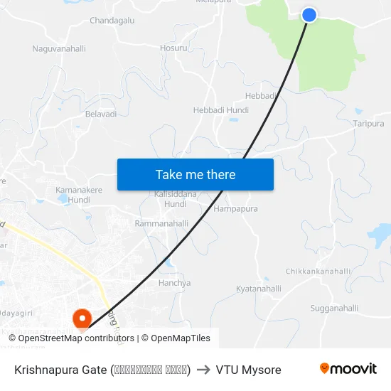 Krishnapura Gate (ಕೃಷ್ಣಾಪುರ ಗೇಟ್) to VTU Mysore map