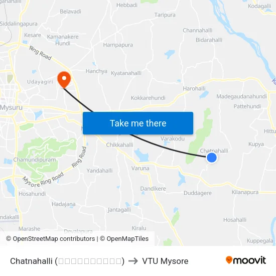 Chatnahalli (ಚಾಟ್ನಹಳ್ಳಿ) to VTU Mysore map