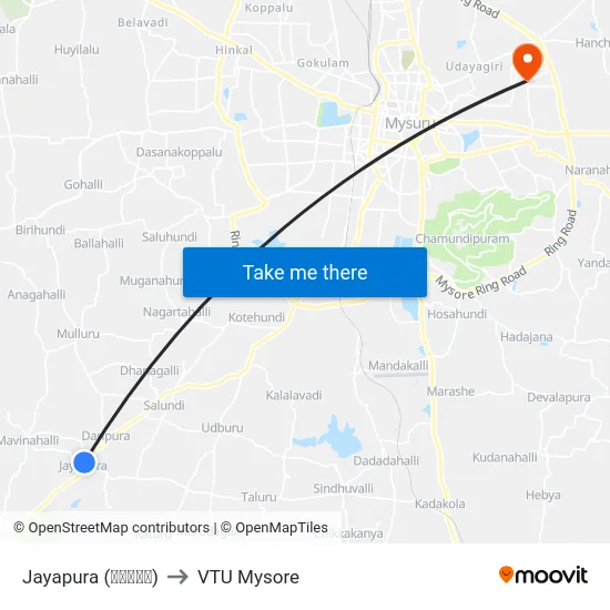 Jayapura (ಜಯಪುರ) to VTU Mysore map