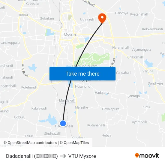 Dadadahalli (ದಾದದಹಳ್ಳಿ) to VTU Mysore map