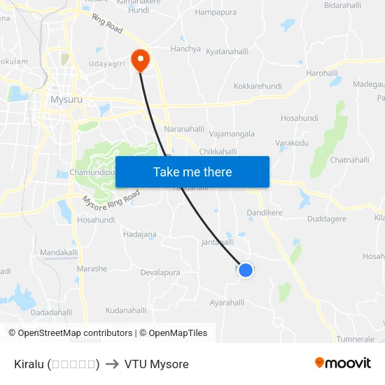 Kiralu (ಕಿರಳು) to VTU Mysore map