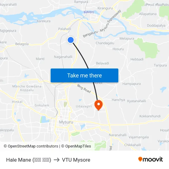 Hale Mane (ಹಳೇ ಮನೆ) to VTU Mysore map