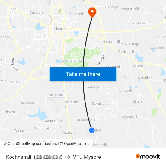 Kochnahalli (ಕೊಚ್ಚನಹಳ್ಳಿ) to VTU Mysore map