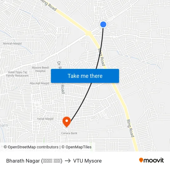 Bharath Nagar (ಭರತ್ ನಗರ) to VTU Mysore map