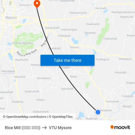 Rice Mill (ರೈಸ್ ಮಿಲ್) to VTU Mysore map