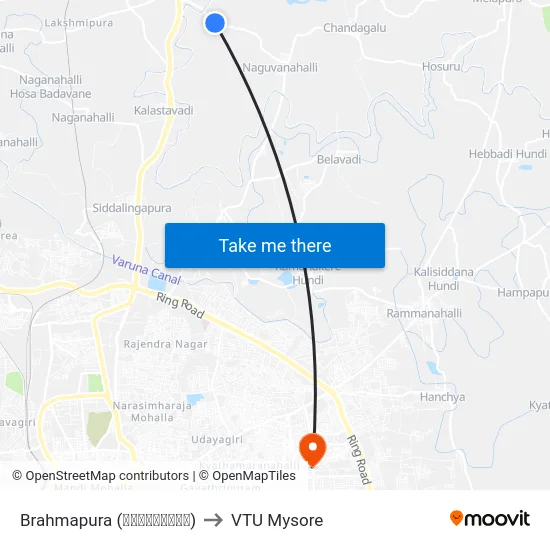 Brahmapura (ಬ್ರಹ್ಮಪುರ) to VTU Mysore map