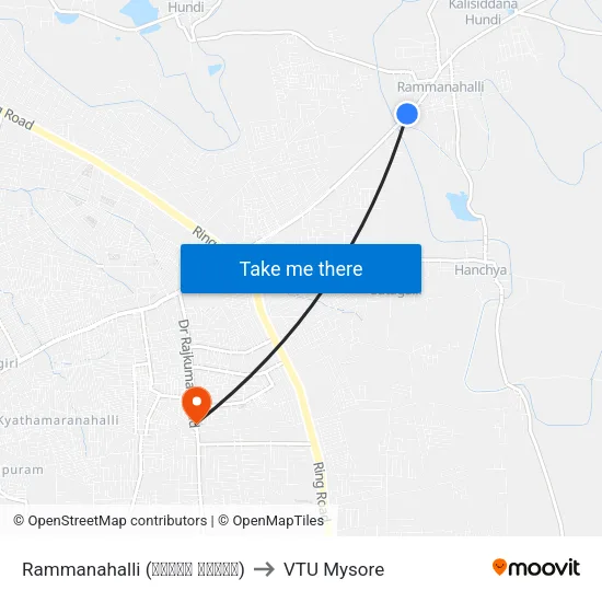 Rammanahalli (ರಮ್ಮನ ಹಳ್ಳಿ) to VTU Mysore map