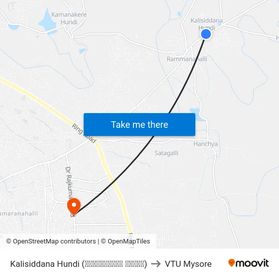 Kalisiddana Hundi (ಕಾಳಿಸಿದ್ದನ ಹುಂಡಿ) to VTU Mysore map