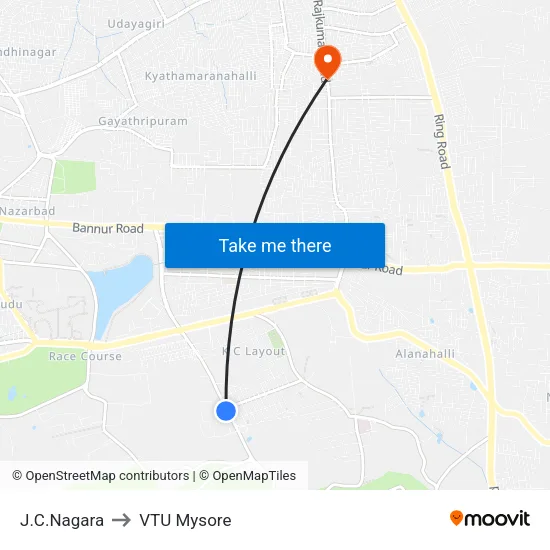 J.C.Nagara to VTU Mysore map