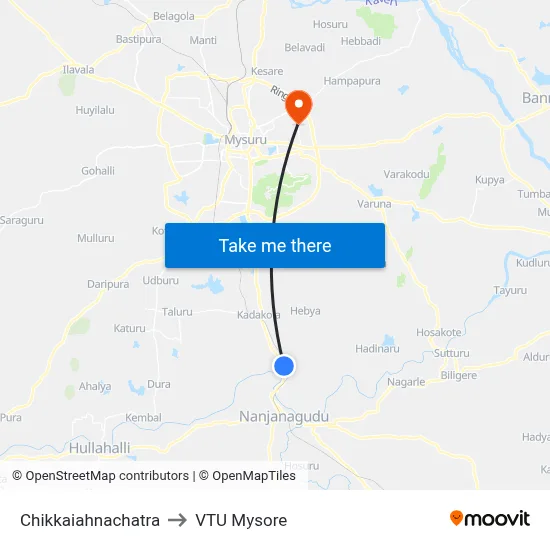 Chikkaiahnachatra to VTU Mysore map
