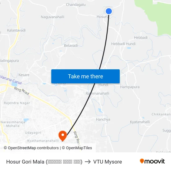 Hosur Gori Mala (ಹೊಸೂರು ಗೋರಿ ಮಾಲ) to VTU Mysore map