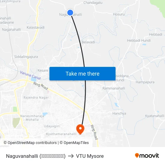 Naguvanahalli (ನಗುವನಹಳ್ಳಿ) to VTU Mysore map