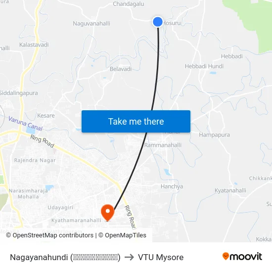 Nagayanahundi (ನಾಗಯ್ಯನಹುಂಡಿ) to VTU Mysore map