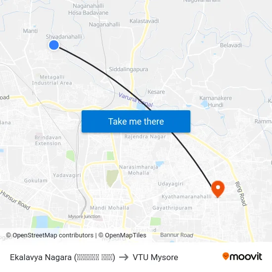 Ekalavya Nagara (ಏಕಲವ್ಯ ನಗರ) to VTU Mysore map
