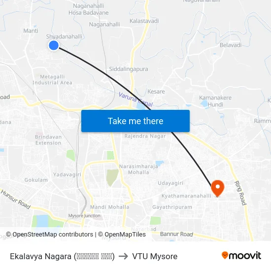 Ekalavya Nagara (ಏಕಲವ್ಯ ನಗರ) to VTU Mysore map