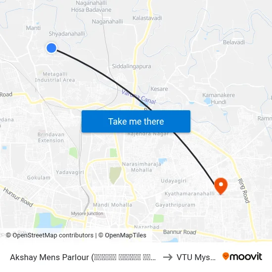 Akshay Mens Parlour (ಅಕ್ಷಯ್‌ ಮೆನ್ಸ್ ಪಾರ್ಲರ್) to VTU Mysore map